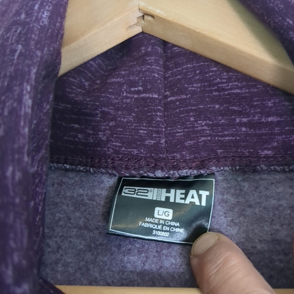 Lot 2 32 Degree Heat Sweat Shirts Women's  Large Purple/Green Cowl Neck Active - Picture 7 of 8